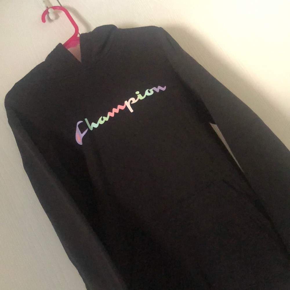 Girls black Champion hoodie pullover